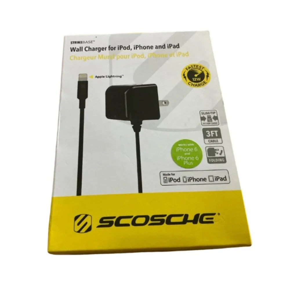 STRIKEBASE wall charger iPod iPhone and iPad devices 3ft long cable